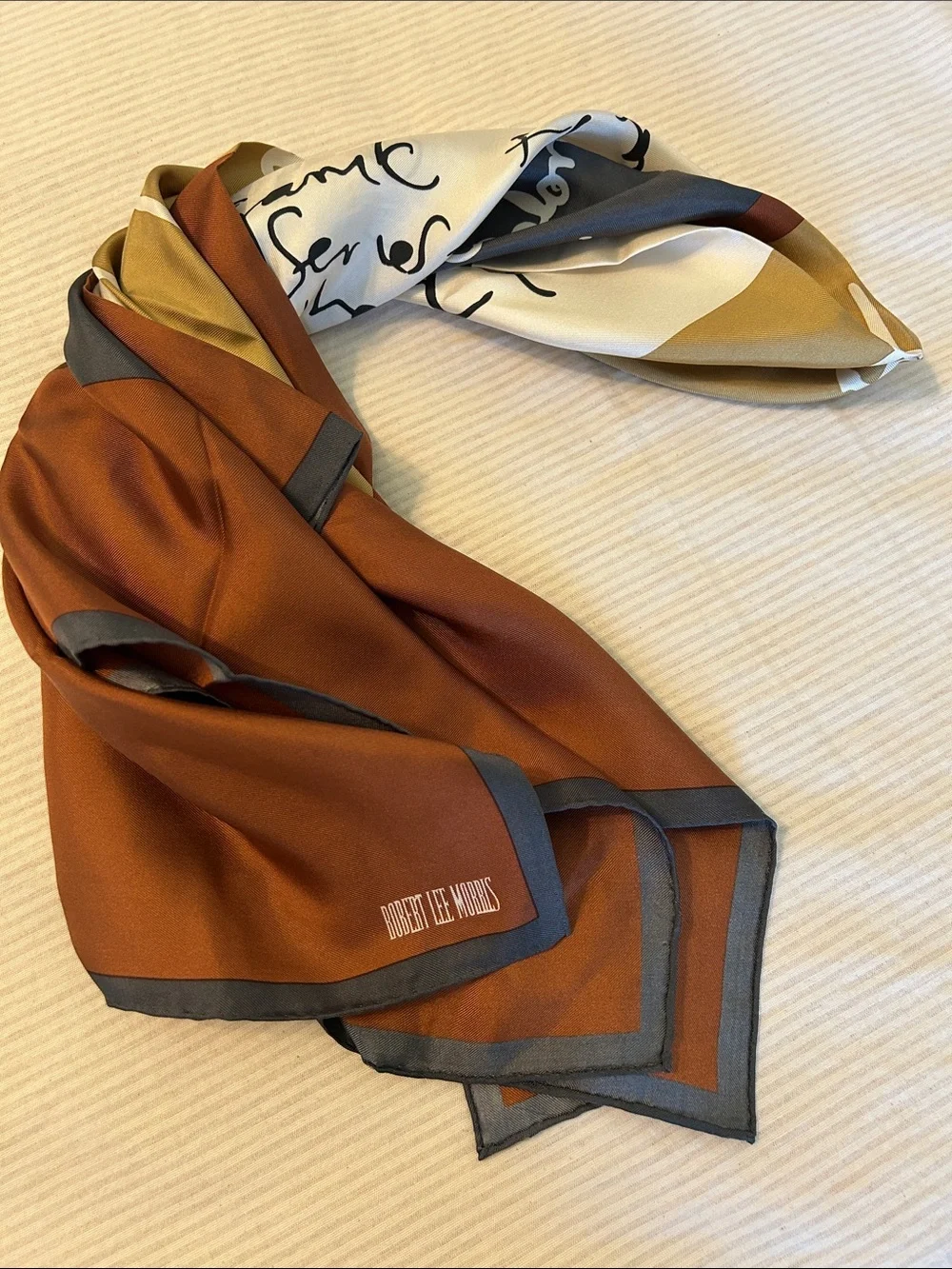 Robert Lee Morris Rust Brown & Gray Scarf